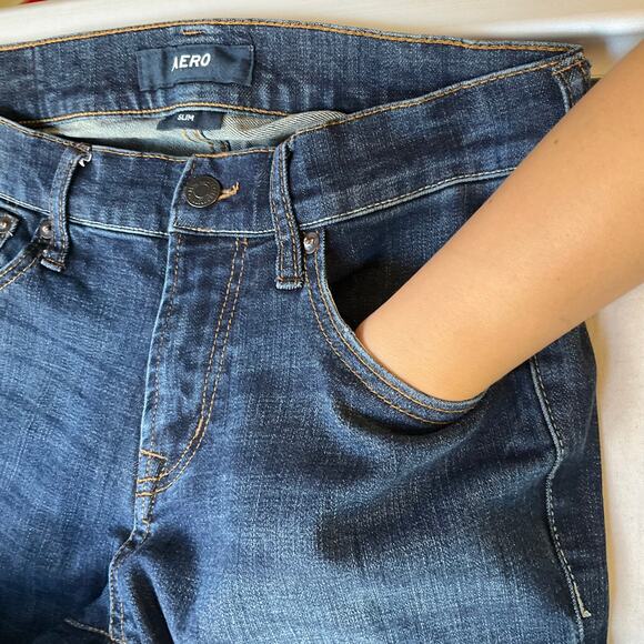 Aero Women Jeans size 28/32 Blue Mid Rise Stretch Slim Fit - Picture 7 of 11